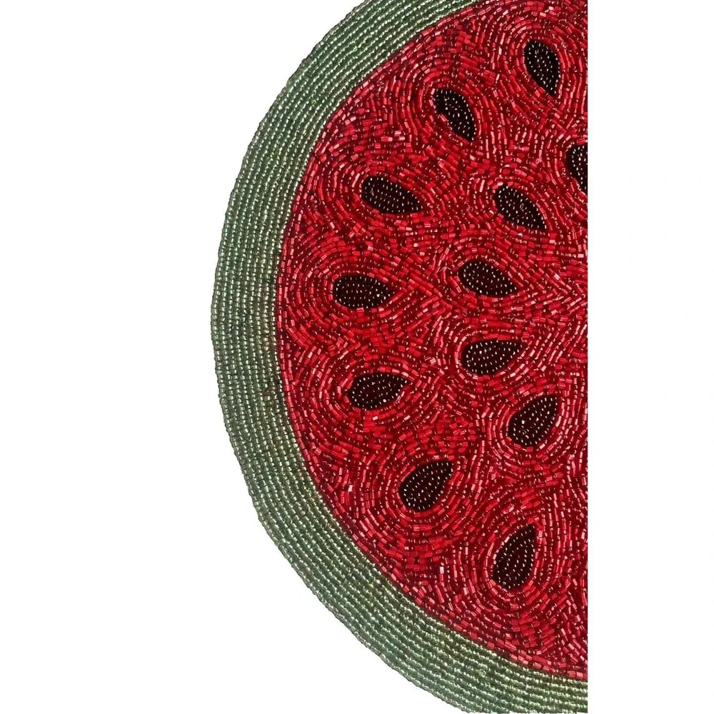 Nantucket Watermelon Beaded Placemat Charger Summer Beach Pool Summer 15” Round